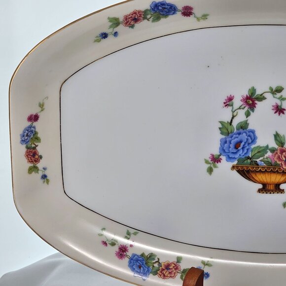 Edelstein Bavaria Porcelain Serving Platter 15" floral flower basket VTG MCM - Picture 3 of 12